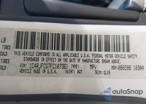 2015 Jeep Grand Cherokee Overland из США, поврежденный, VIN 1C4RJFCG7FC107361